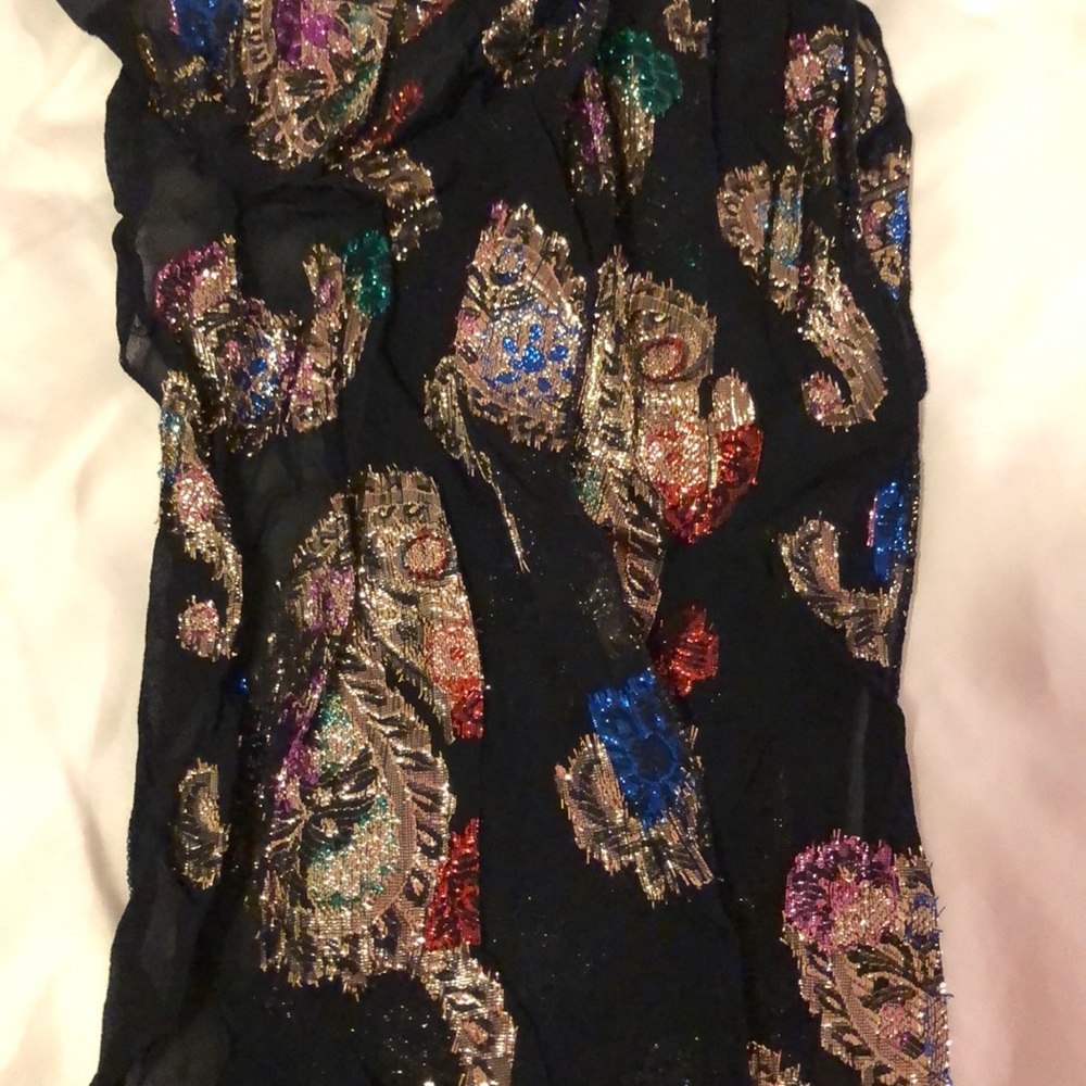 Vintage Scrunchy Gold Lame Embroidered Scarf